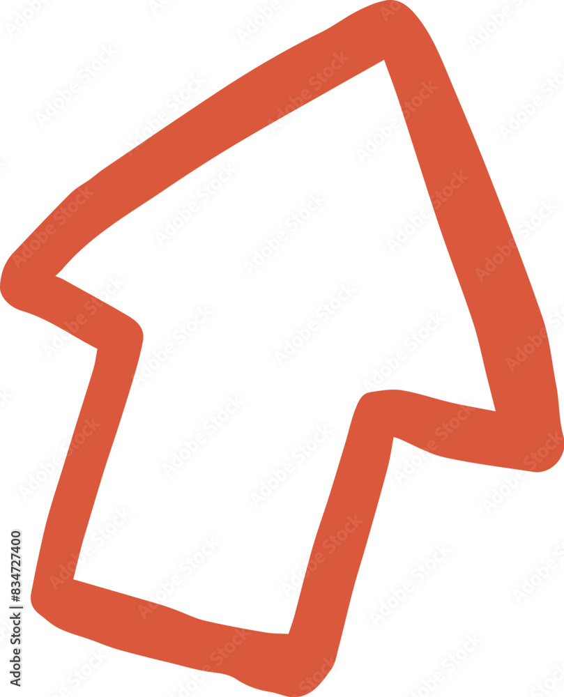 Orange outlined doodle hand-drawn arrow pointing upward Orange outlined doodle hand-drawn arrow pointing upward