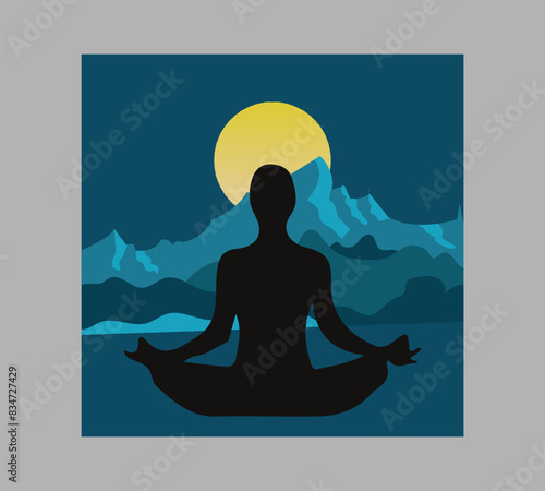 Man asana on a white isolated Yoga background. yoga and meditation. international yoga day poster design.