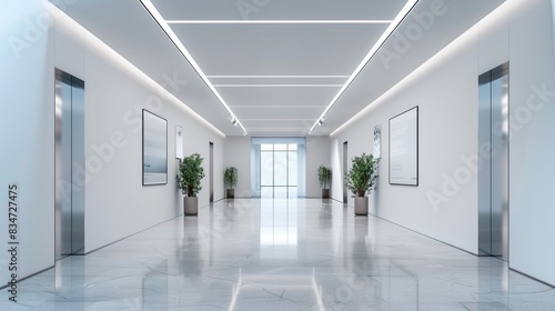 Wallpaper Mural Modern office space: empty white hall with motivational posters - business concept

 Torontodigital.ca