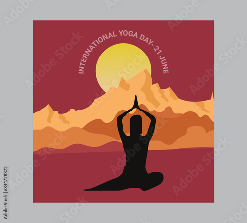 Man asana on a white isolated Yoga background. yoga and meditation. international yoga day poster design.