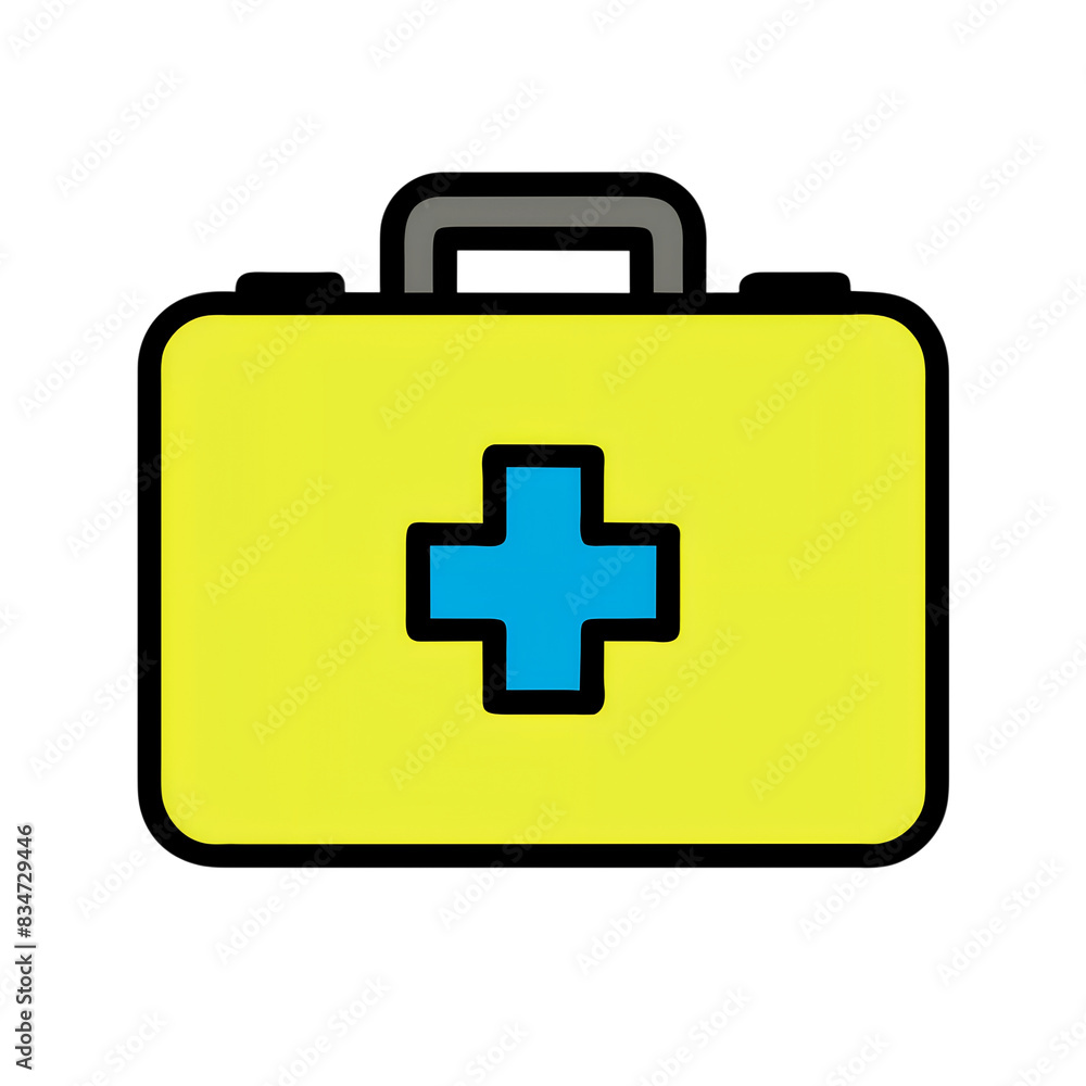 Fototapeta premium First Aid Kit icon, Minimal Cartoon Art.