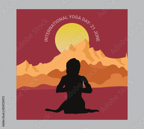 Man asana on a white isolated Yoga background. yoga and meditation. international yoga day poster design.