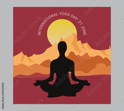 Man asana on a white isolated Yoga background. yoga and meditation. international yoga day poster design.