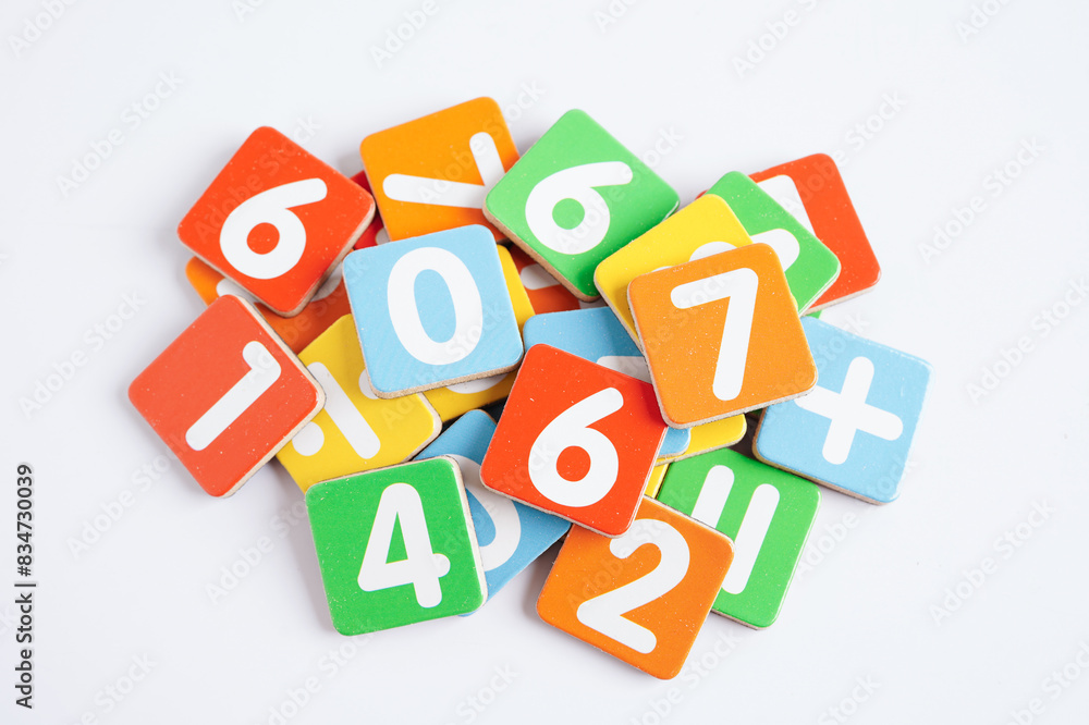 Number wood block cubes for learning Mathematic, education math concept. Number wood block cubes for learning Mathematic, education math concept.