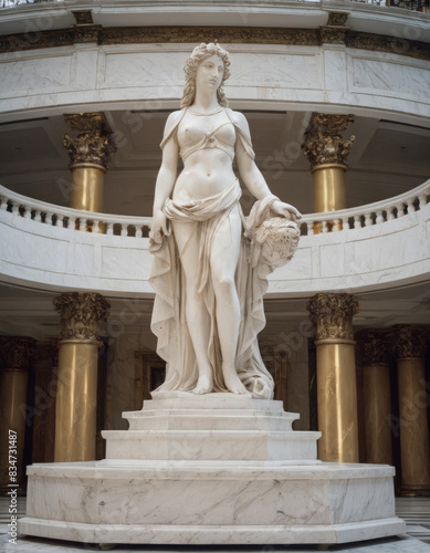 Una scultura di gesso raffigurante una donna romana, con un’espressione serena e dignitosa.
