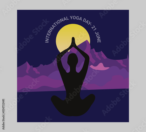 Man asana on a white isolated Yoga background. yoga and meditation. international yoga day poster design.