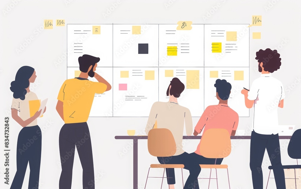 team rapidly adjusting plans during a sprint meeting, Agility concept on a white background team rapidly adjusting plans during a sprint meeting, Agility concept on a white background