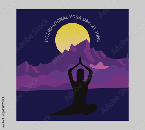 Man asana on a white isolated Yoga background. yoga and meditation. international yoga day poster design.