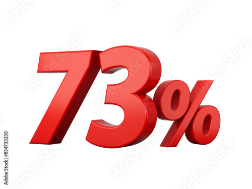 3d Red 73% Seventy Three Percent Sign 3d illustration