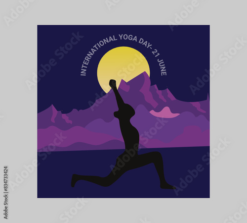 Man asana on a white isolated Yoga background. yoga and meditation. international yoga day poster design.