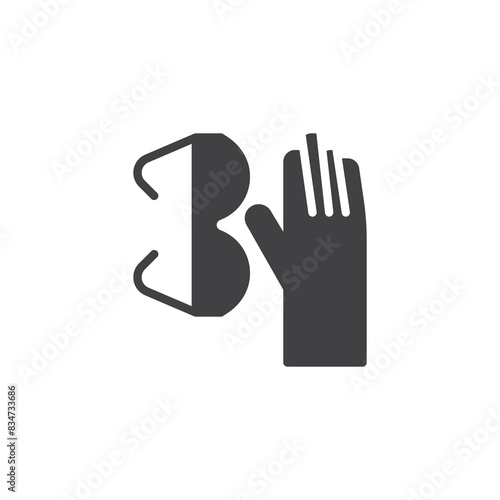 Protective gloves and goggles vector icon