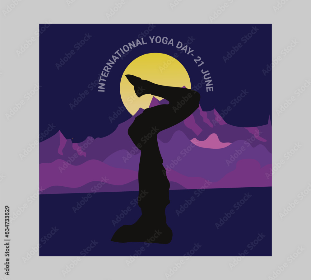 Man asana on a white isolated Yoga background. yoga and meditation. international yoga day poster design.