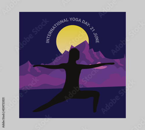 Man asana on a white isolated Yoga background. yoga and meditation. international yoga day poster design.