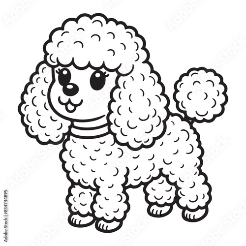 Line art of poodle dog cartoon vector