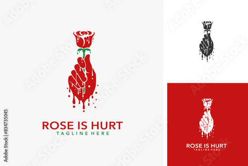Bloody hand and rose logo design