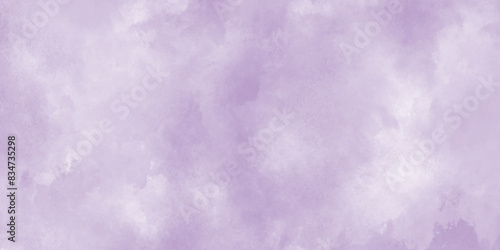 Purple color abstract watercolor background with white clouds, purple or violet abstract wallpaper paint illustration with clouds, Rustic art design texture of white clouds on purple or pink paper.