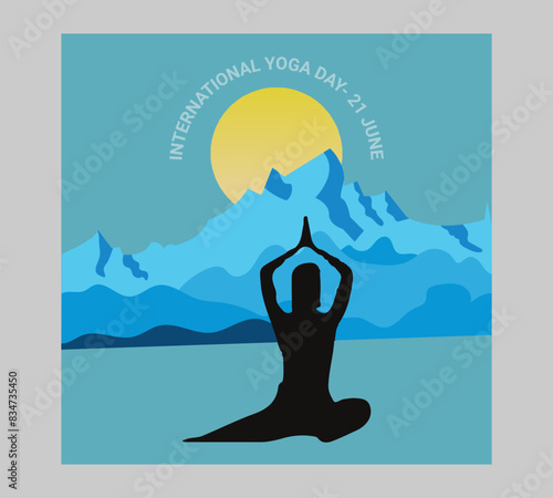 Man asana on a white isolated Yoga background. yoga and meditation. international yoga day poster design.