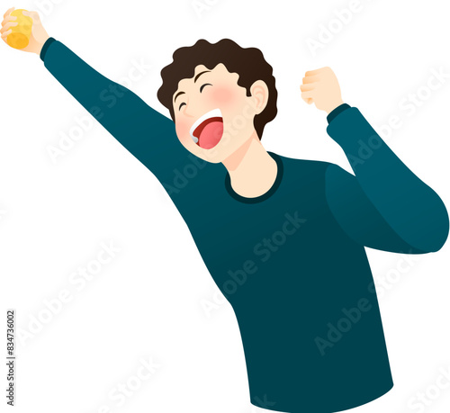 Man happily toasting with cheer.