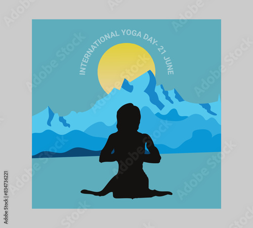 Man asana on a white isolated Yoga background. yoga and meditation. international yoga day poster design.