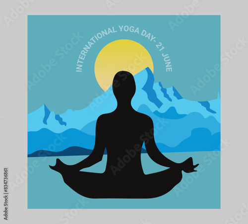 Man asana on a white isolated Yoga background. yoga and meditation. international yoga day poster design.