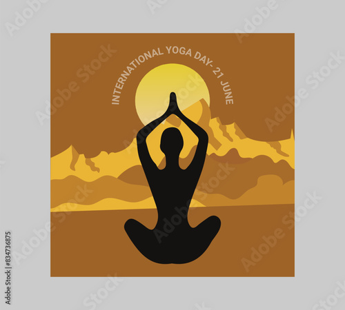 Man asana on a white isolated Yoga background. yoga and meditation. international yoga day poster design.