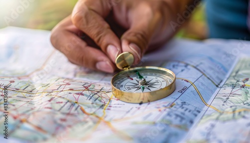 A close-up of an individual using a compass on a property blueprint, symbolizing the guidance and precision required in establishing a SCI