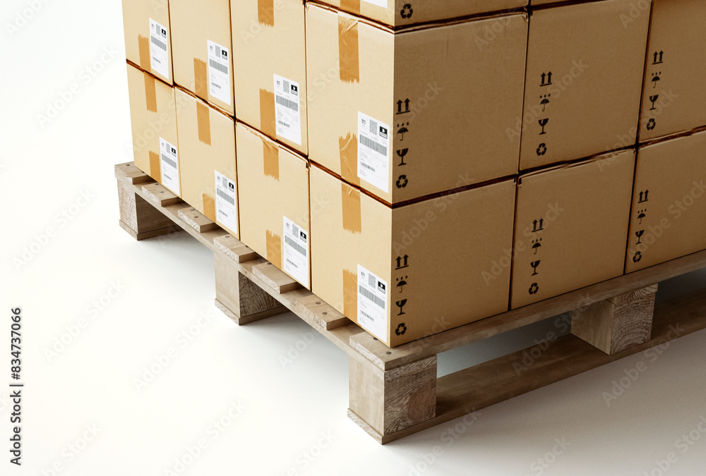 Medium Cardboard Box Stack On Wooden Pallet Medium Cardboard Box Stack On Wooden Pallet