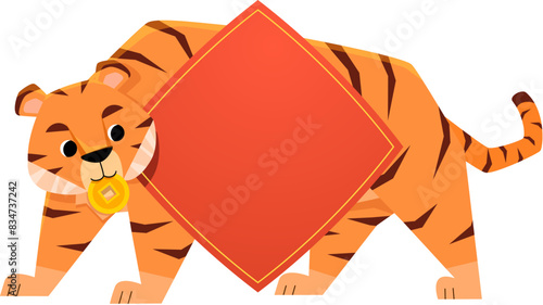 Tiger with red couplet
