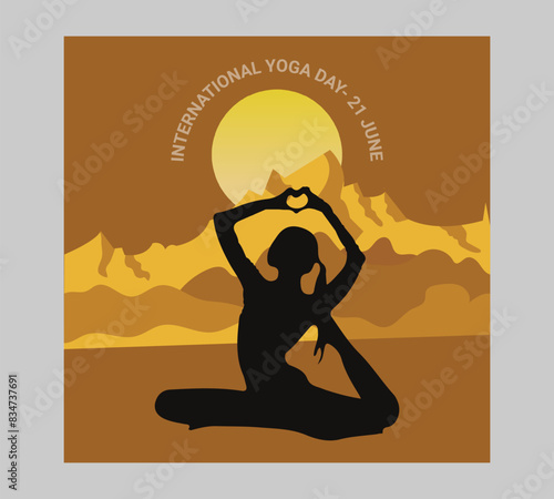 Man asana on a white isolated Yoga background. yoga and meditation. international yoga day poster design.