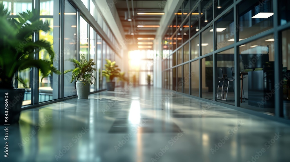 Modern office with stylish long corridor and defocused background - ideal for business presentations, corporate wallpapers, and backdrop ideas Modern office with stylish long corridor and defocused background - ideal for business presentations, corporate wallpapers, and backdrop ideas