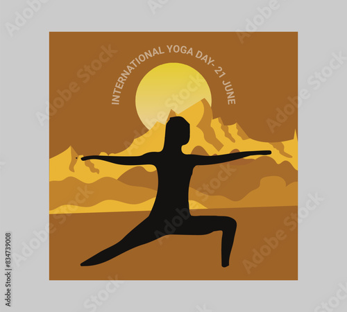 Man asana on a white isolated Yoga background. yoga and meditation. international yoga day poster design.