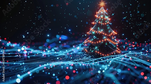 electronic christmas tree created with generative AI technology