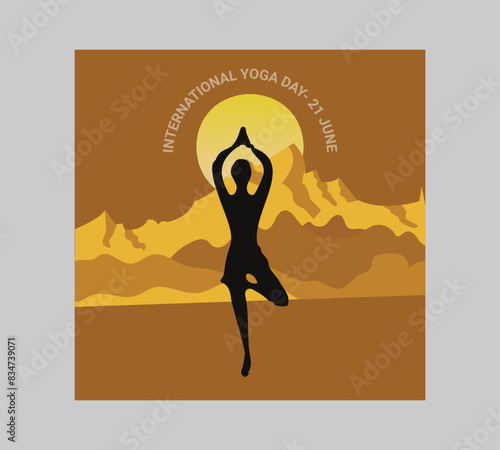 Man asana on a white isolated Yoga background. yoga and meditation. international yoga day poster design.