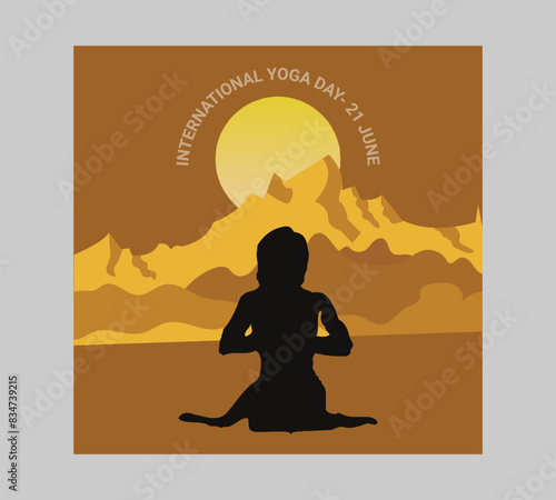 Man asana on a white isolated Yoga background. yoga and meditation. international yoga day poster design.