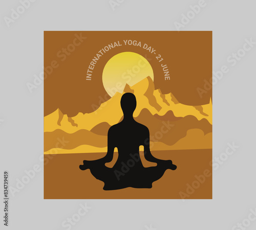 Man asana on a white isolated Yoga background. yoga and meditation. international yoga day poster design.