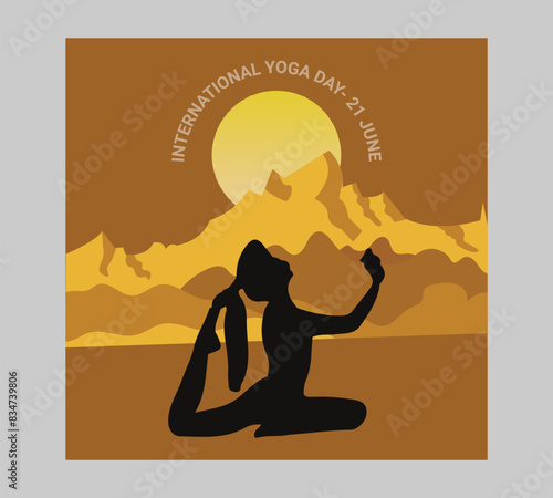Man asana on a white isolated Yoga background. yoga and meditation. international yoga day poster design.
