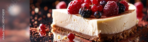 Cheesecake, creamy and topped with berries, chic New York bakery