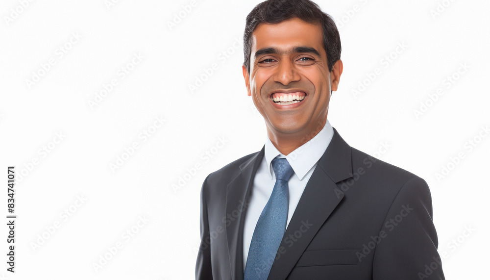 Indian businessman giving happy expression Indian businessman giving happy expression