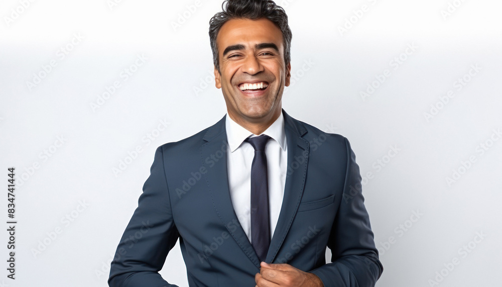 Indian businessman giving happy expression Indian businessman giving happy expression