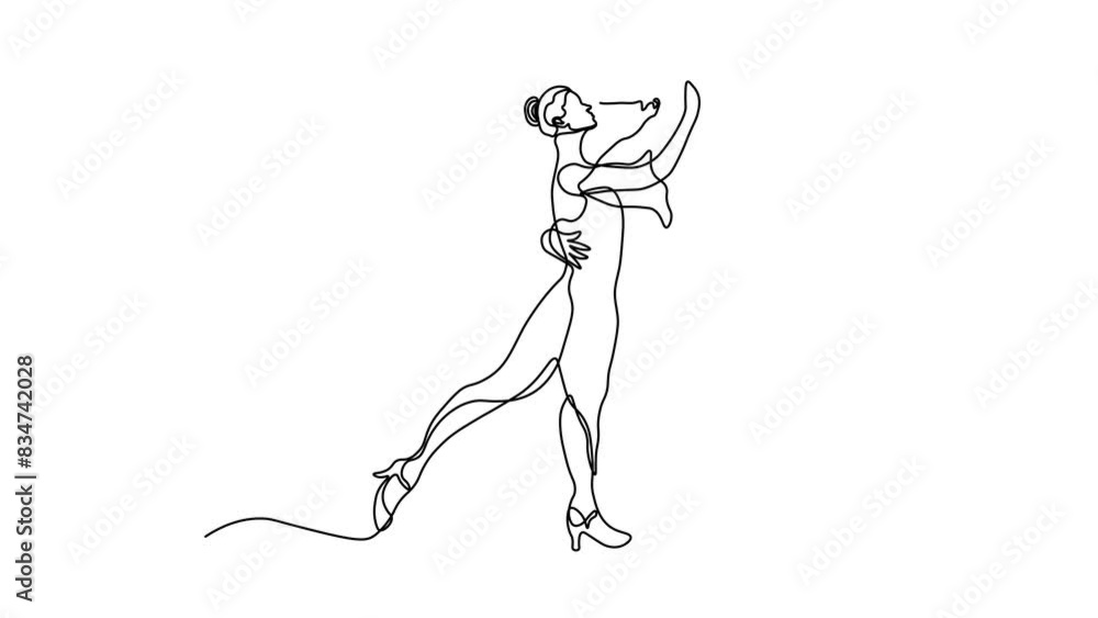 Self drawing animation one continuous line draw, logo,Abstract couple man and woman, dancer dancing Self drawing animation one continuous line draw, logo,Abstract couple man and woman, dancer dancing