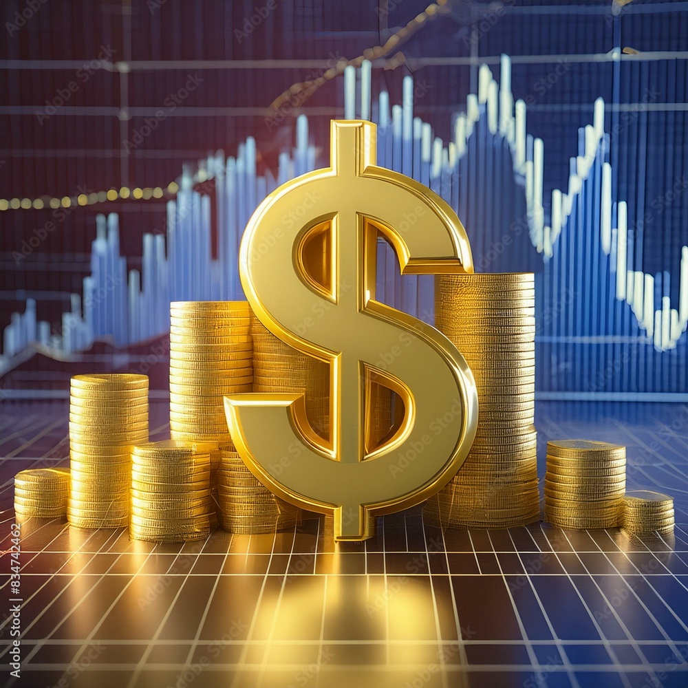 Dollar Sign with Forex Chart - Dollar Exchange - Growth of Dollar on the Market - The Reflection of the Dollar on the Stock Market - Investment and Trading with Dollar and Stock Exchange Dollar Sign with Forex Chart - Dollar Exchange - Growth of Dollar on the Market - The Reflection of the Dollar on the Stock Market - Investment and Trading with Dollar and Stock Exchange