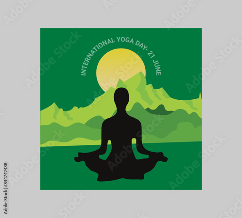 Man asana on a white isolated Yoga background. yoga and meditation. international yoga day poster design.
