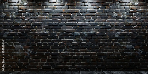 The brick wall is painted, black background, cinema lighting photo