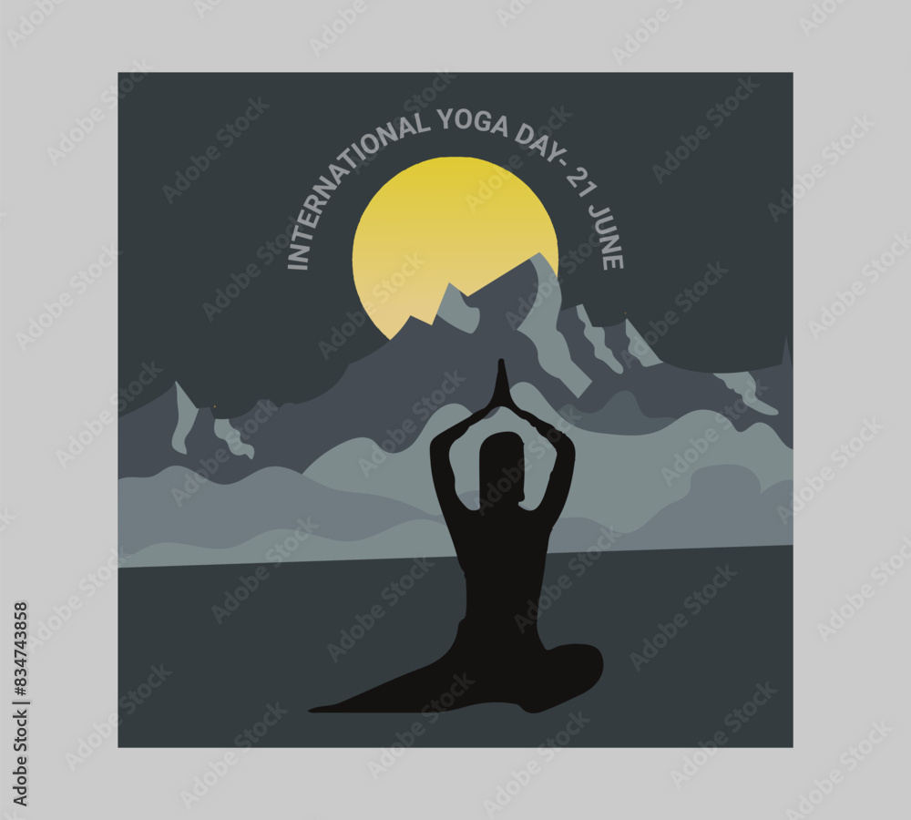 Obraz premium Man asana on a white isolated Yoga background. yoga and meditation. international yoga day poster design.