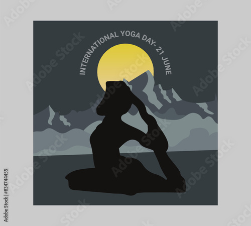 Man asana on a white isolated Yoga background. yoga and meditation. international yoga day poster design.