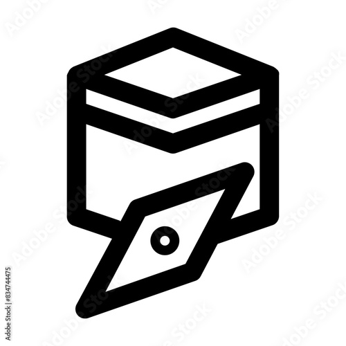 qibla locator to kaaba makkah line icon