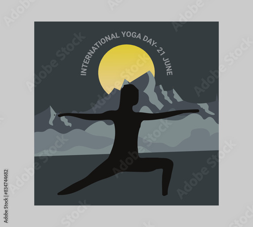 Man asana on a white isolated Yoga background. yoga and meditation. international yoga day poster design.