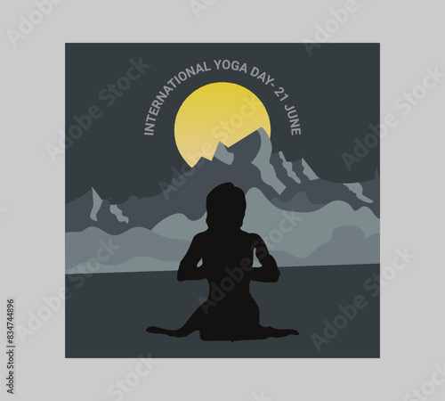 Man asana on a white isolated Yoga background. yoga and meditation. international yoga day poster design.