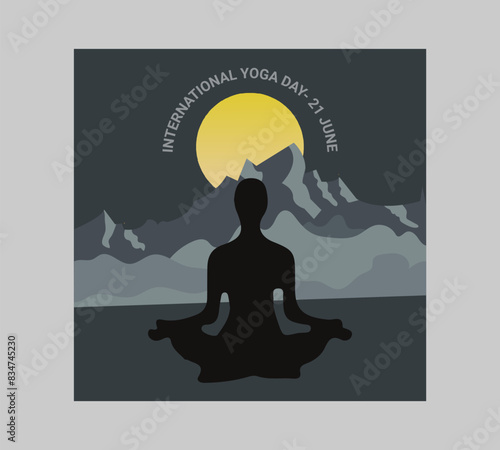 Man asana on a white isolated Yoga background. yoga and meditation. international yoga day poster design.