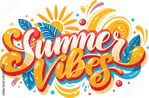 summer vibes in playful swirling script font